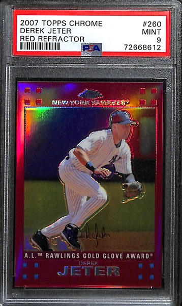 2007 Topps Chrome Red Refractor Derek Jeter Graded PSA 9 (#/80)