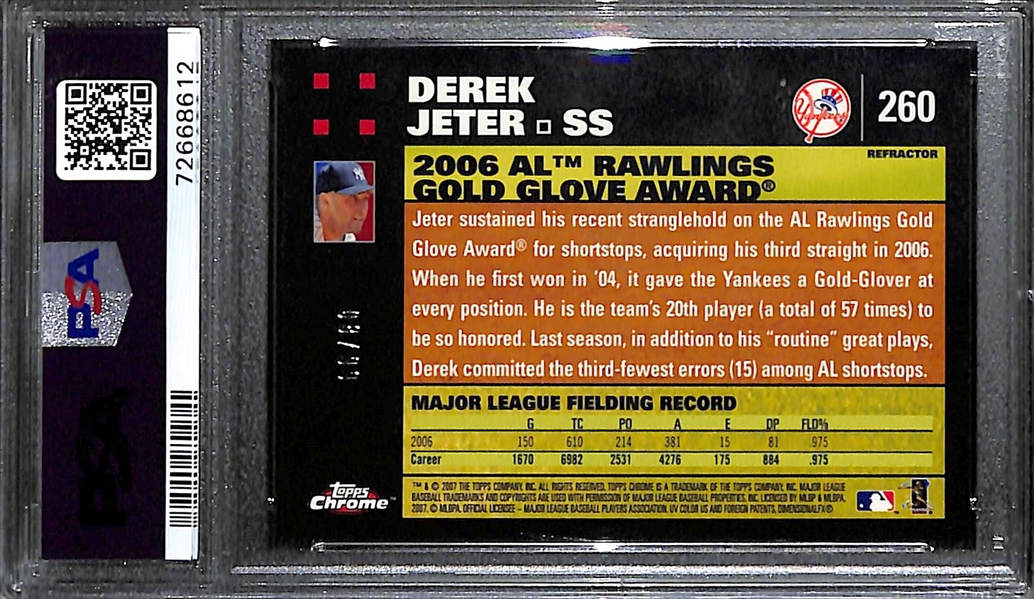 2007 Topps Chrome Red Refractor Derek Jeter Graded PSA 9 (#/80)