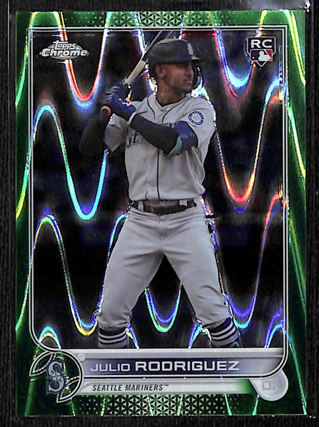 2022 Topps Chrome Sonic Green Ray Wave Julio Rodriguez Rookie Card (#/99)