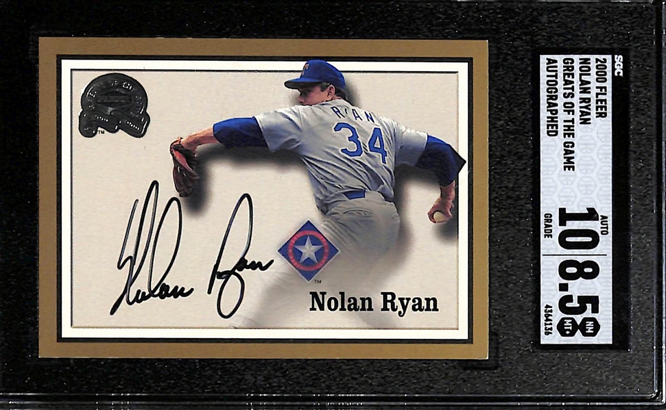 2000 Fleer Greats of The Game Nolan Ryan Autographed Card Graded SGC 8.5 (Auto Grade 10)