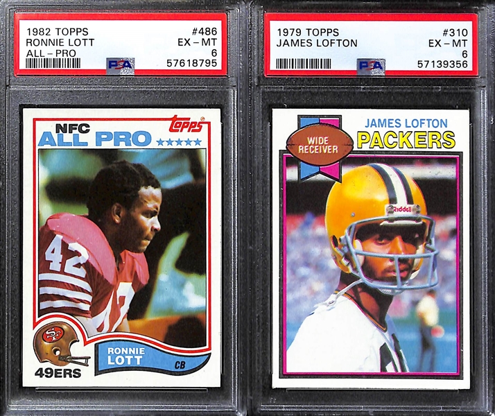 (9) PSA Graded Topps Football HOF Rookie Cards - Earl Campbell (PSA 6), Ozzie Newsome (PSA 7), Ronnie Lott ( PSA 6), Lofton (PSA 6)+