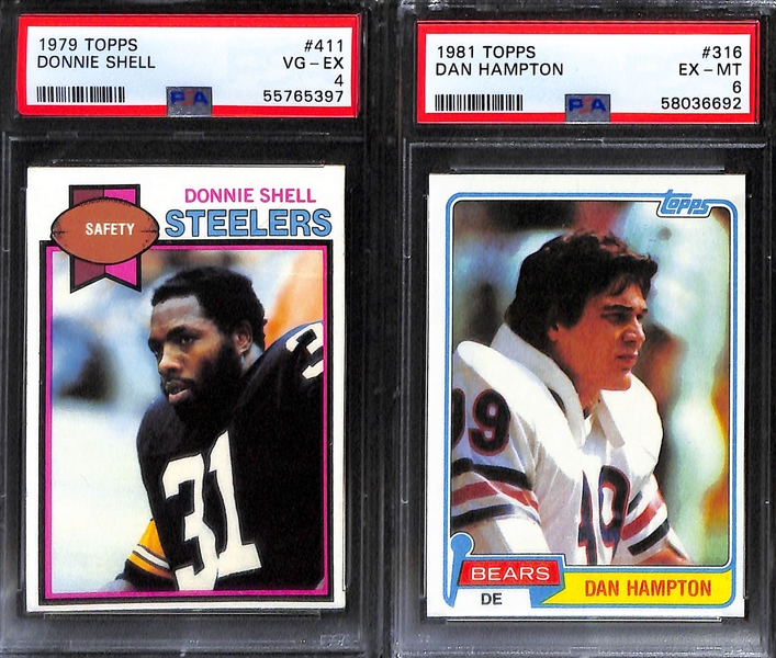 (9) PSA Graded Topps Football HOF Rookie Cards - Earl Campbell (PSA 6), Ozzie Newsome (PSA 7), Ronnie Lott ( PSA 6), Lofton (PSA 6)+