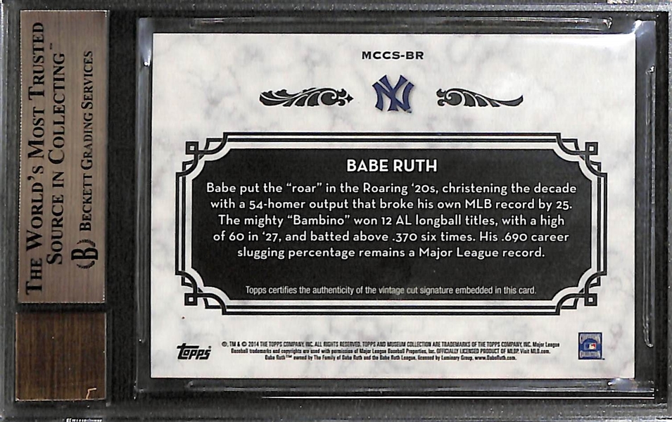 2014 Topps Museum Collection Babe Ruth Cut Autograph Card #ed 1/1 Graded Beckett BGS 9.5 Gem Mint (w. 9.0 Autograph Grade) - This Was the Chase Card in the 2014 Museum Set!