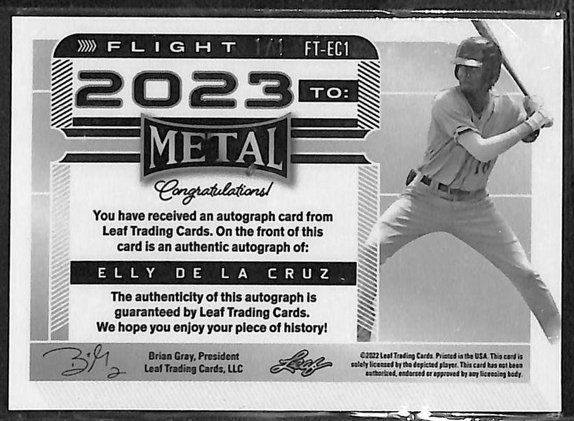 2022 Leaf Metal Elly De La Cruz Autograph Rookie 1/1