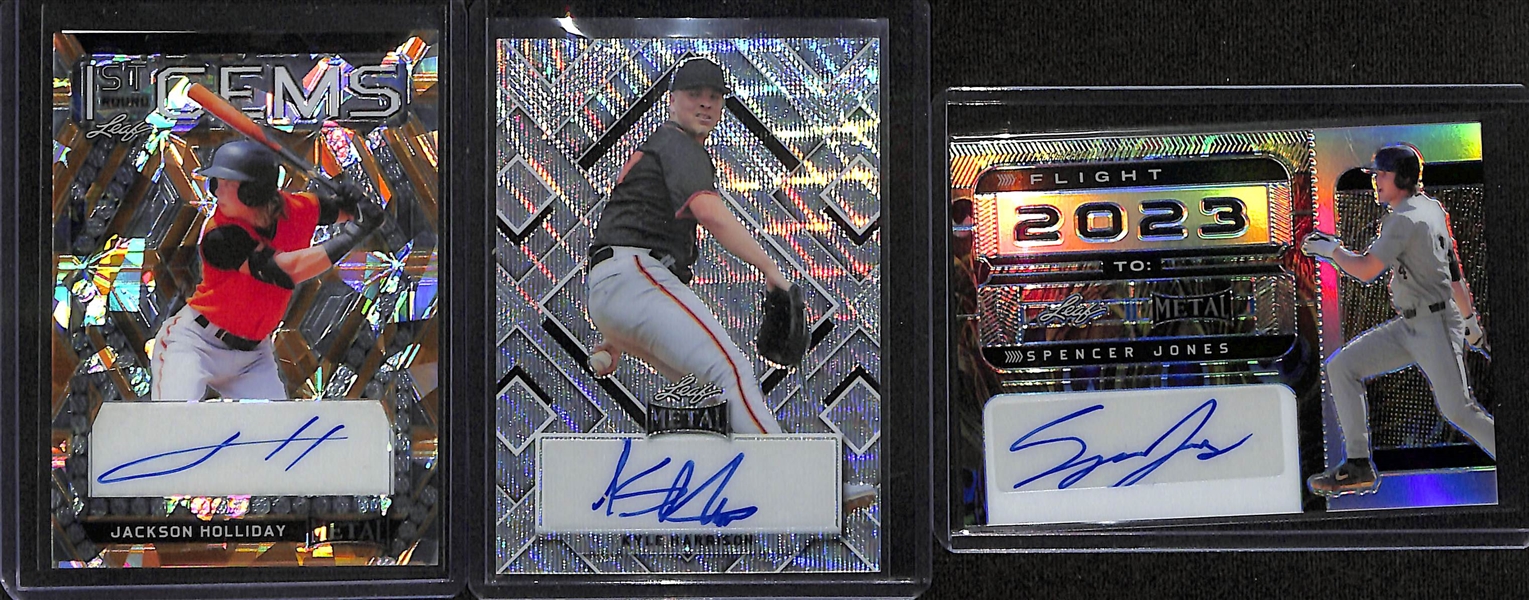 (3) 2022 Leaf Metal Baseball Rookie Autograph 1/1s- Jackson Holliday, Kyle Harrison, Spencer Jones