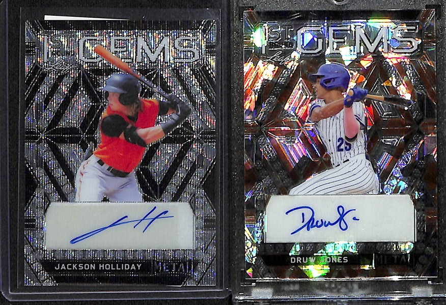 (4) 2022 Leaf Metal Baseball Pre Production Proof 1/1 Prospect Rookie Autographs- Jackson Holliday, Druw Jones, Justin Crawford, Jace Jung