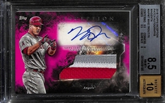 2018 Topps Inception Mike Trout Autographed Patch Card (3-Color Jersey Patch!) Graded Beckett BGS 8.5 (w. 10 Autograph Graded)