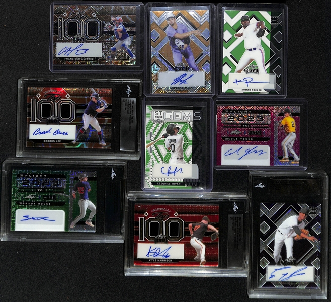 (9) 2022 Leaf Metal Baseball Prospect Rookie Autograph 1/1s- Francisco Alvarez, Jordan Lawlar, Kumar Rocker, Brooks Lee, +