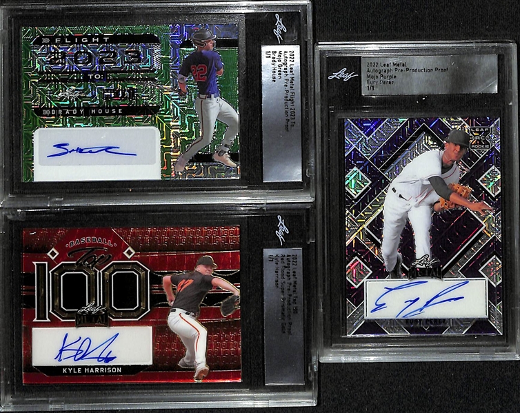 (9) 2022 Leaf Metal Baseball Prospect Rookie Autograph 1/1s- Francisco Alvarez, Jordan Lawlar, Kumar Rocker, Brooks Lee, +