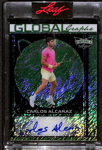 2023 Leaf Vibrance Carlos Alcaraz (2023 Wimbledon Winner) Global Impact Autograph Rookie Card (20-Year Old Tennis Star from Spain) #ed 1/1