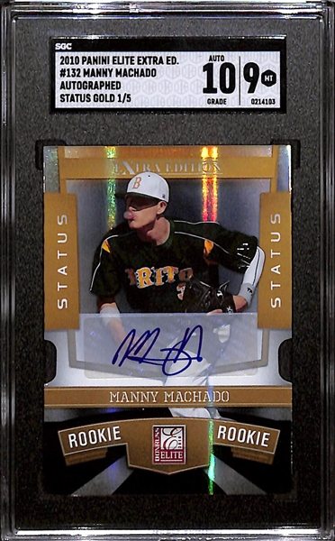 2010 Panini Elite Extra Edition Manny Machado Autograph Status Gold (#/5) Graded SGC 9 (Autograph Grade 10)