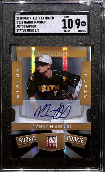 2010 Panini Elite Extra Edition Manny Machado Autograph Status Gold (#/5) Graded SGC 9 (Autograph Grade 10)