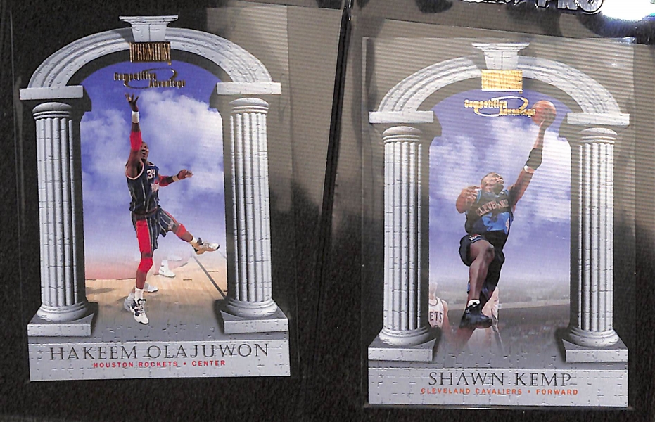 1997-98 Skybox Premium Competitive Advantage Rare Insert Partial Set (11 of 15) w. Rodman, Garnett, Hardaway, Pippen, Kemp, Olajuwon, and Others