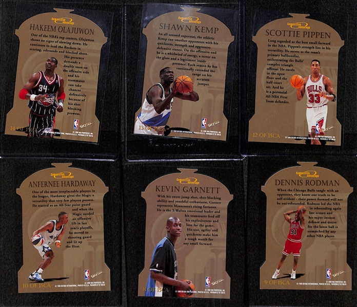 1997-98 Skybox Premium Competitive Advantage Rare Insert Partial Set (11 of 15) w. Rodman, Garnett, Hardaway, Pippen, Kemp, Olajuwon, and Others