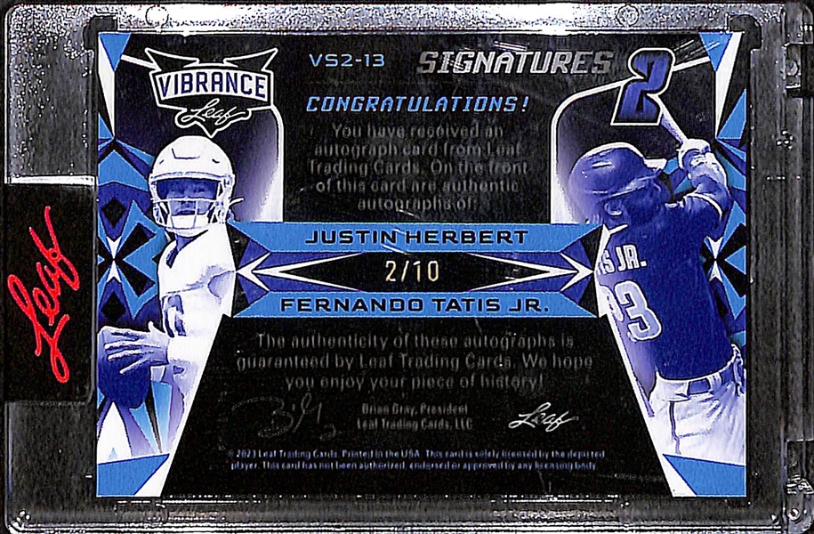 2023 Leaf Vibrance Signatures 2 Justin Herbert and Franando Tatis Jr. Dual Autograph #d /10