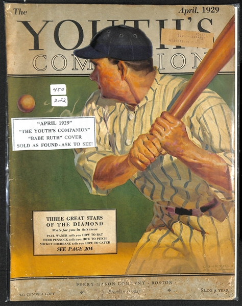 Lot of (2) 1929 Youth's Companion Magazine w. Babe Ruth on the Cover