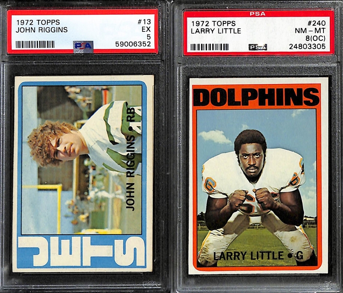 (8) Graded 1972 Topps Football HOF Rookies- John Riggins (PSA 5), Larry Little (PSA 8 OC), Rayfield Wright (PSA 4), Ted Hendricks (PSA 4), Charlie Joiner (PSA 4), +