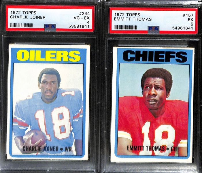 (8) Graded 1972 Topps Football HOF Rookies- John Riggins (PSA 5), Larry Little (PSA 8 OC), Rayfield Wright (PSA 4), Ted Hendricks (PSA 4), Charlie Joiner (PSA 4), +