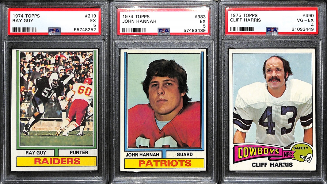 (10) Graded 1974 & 1975 Topps Football HOF Rookies- Lynn Swann (PSA 4),  Joe DeLamielleure (PSA 8), Cliff Branch (PSA 6), Dan Fouts (PSA 5), Mel Blount (PSA 5), Drew Pearson (PSA 4), +