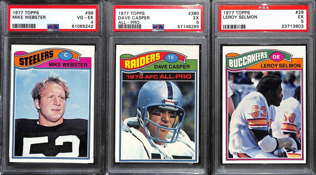 (13) PSA Graded 1970s Football HOF Rookies- Tony Dorsett (PSA 6), Joe Klecko (PSA 7), Steve Largent (PSA 5), Randy White (PSA 6.5), Jack Lambert (PSA 5), +