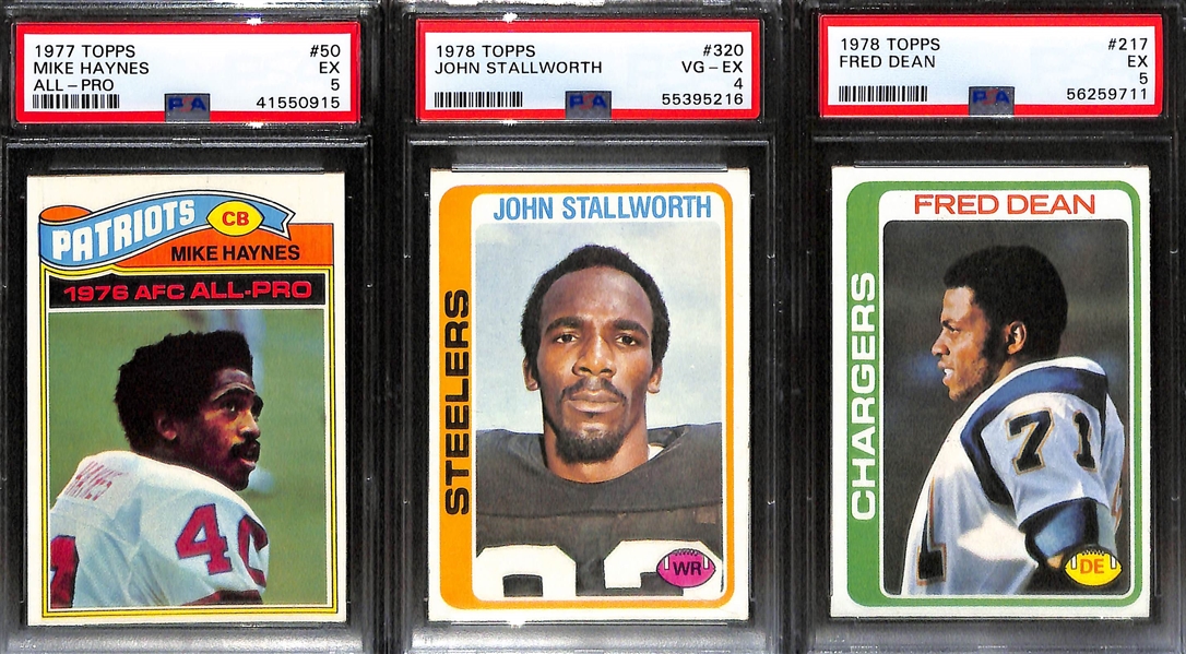 (13) PSA Graded 1970s Football HOF Rookies- Tony Dorsett (PSA 6), Joe Klecko (PSA 7), Steve Largent (PSA 5), Randy White (PSA 6.5), Jack Lambert (PSA 5), +