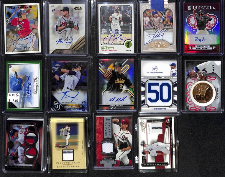 (34) Baseball Cards inc (8) Autographs- 2016 Topps Heritage Minors Austin Riley Rookie, 2018 Topps Tier One Max Fried Rookie (#/275), 2022 Topps Heritage Gavin Sheets Rookie, 2012 Topps Gypsy Queen...