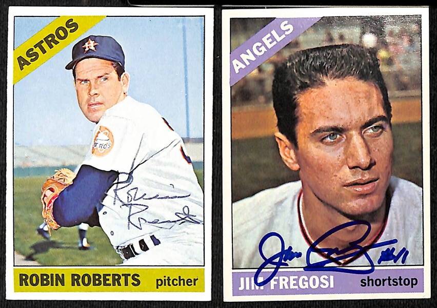 (39) 1966 Topps Signed Astros & Angels Baseball Cards w. Robin Roberts, Jim Fregosi, (2) Bob Aspromonte, and (3) Bill Rigney, + (Inc. JSA Auction Letter)