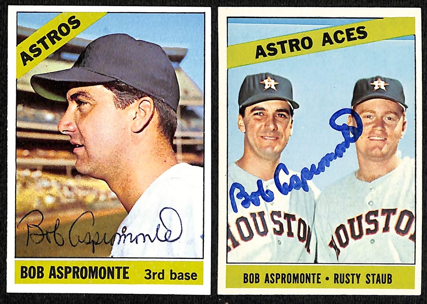 (39) 1966 Topps Signed Astros & Angels Baseball Cards w. Robin Roberts, Jim Fregosi, (2) Bob Aspromonte, and (3) Bill Rigney, + (Inc. JSA Auction Letter)