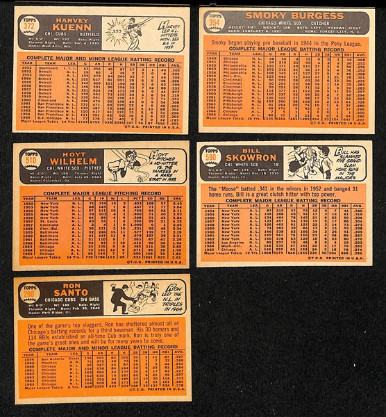 (46) 1966 Topps Signed Cubs & White Sox Cards w. Ron Santo, Bill Skowron, Hoyt Willhelm, Smoky Burgess, and Harvey Kuenn, + (Inc. JSA Auction Letter)