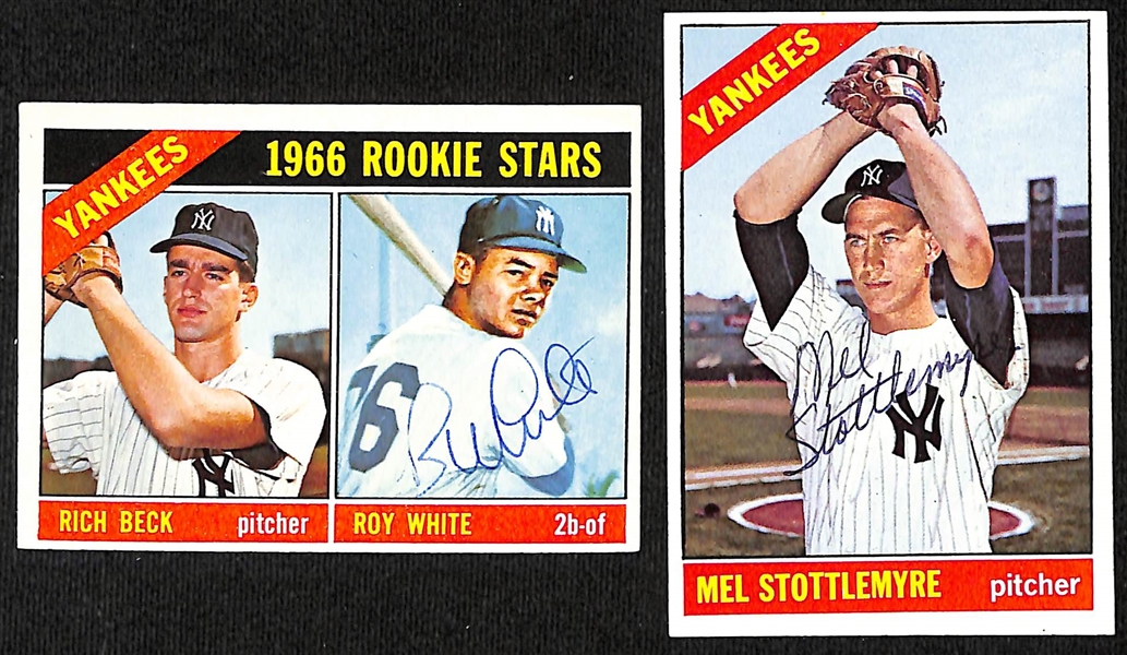 (43) 1966 Topps Signed Mets & Yankees Cards w. Rookie Roy White, (2) Tom Tresh, (5) Mel Stottlemyre, and (2) Ruben Amaro, + (Inc. JSA Auction Letter)