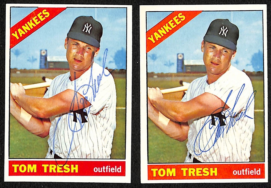 (43) 1966 Topps Signed Mets & Yankees Cards w. Rookie Roy White, (2) Tom Tresh, (5) Mel Stottlemyre, and (2) Ruben Amaro, + (Inc. JSA Auction Letter)