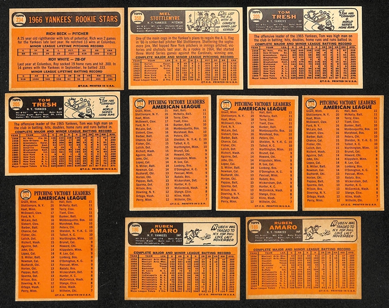 (43) 1966 Topps Signed Mets & Yankees Cards w. Rookie Roy White, (2) Tom Tresh, (5) Mel Stottlemyre, and (2) Ruben Amaro, + (Inc. JSA Auction Letter)