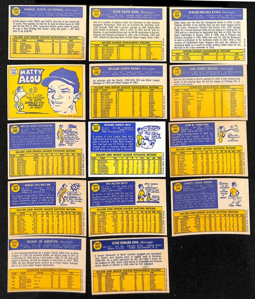 Lot of (150) 1970 Signed Topps Baseball Cards w. Earl Weaver, Bill Rigney, Matty Alou, Eddie Kasko, Alvin Dark, and Don Gutteridge, + (Inc. JSA Auction Letter)