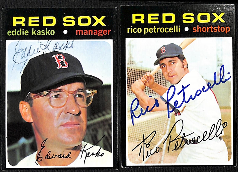 Lot of (119) 1971 Signed Topps Baseball Cards w. Kasko, Petrocelli, Weaver, Mauch, and Callison + (Inc. JSA Auction Letter)