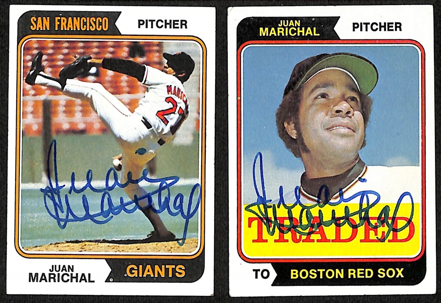 Over (160) Signed 1974 Baseball Cards w. (2) Marichal, Robinson, Jenkins, Perry, Aparicio, Oliva, and Cey, + (Inc. JSA Auction Letter) 