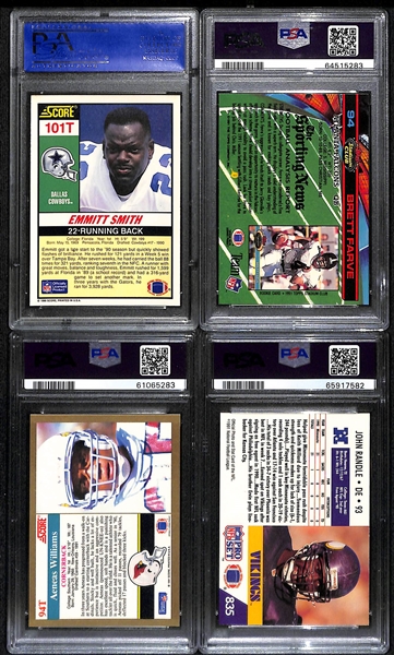 (11) PSA Graded Football HOF Rookies- Emmitt Smith (PSA 8), Brett Favre (PSA 6), Aeneas Williams (PSA 9), John Randle (PSA 8), Shannon Sharpe (PSA 6), +