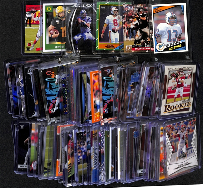 Lot of (65+) Football Rookies Including Dan Marino, Brett Favre, Steve Young, Peyton Manning, Justin Herbert, Joe Burrow and More