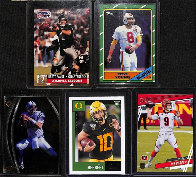 Lot of (65+) Football Rookies Including Dan Marino, Brett Favre, Steve Young, Peyton Manning, Justin Herbert, Joe Burrow and More