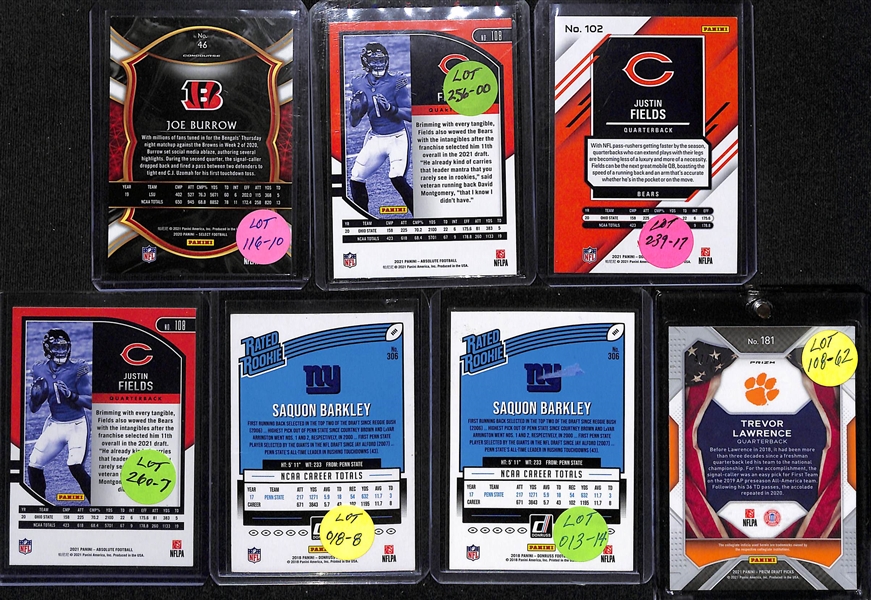 Lot of (50+) Football Rookies Including Joe Burrow, Justin Fields, Saquan Barkley, Trevor Lawrence and Others