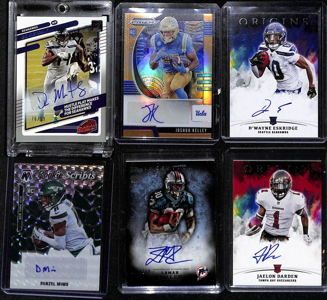 Lot of (27+) Autographed Football Cards w. Junior Seau, (2) Stefon Diggs, Bruce Smith #d /35, Jeremy Shockey #d 1/1, Others