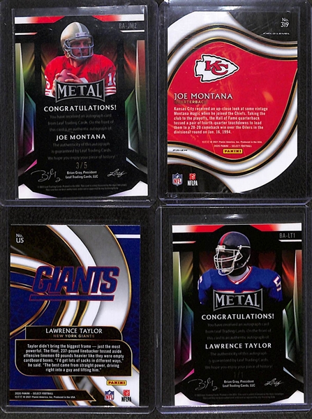 2023 Leaf Metal Joe Montana Autograph #d/5 and 2023 Leaf Metal Lawrence Taylor Autograph #d 1/1, More!