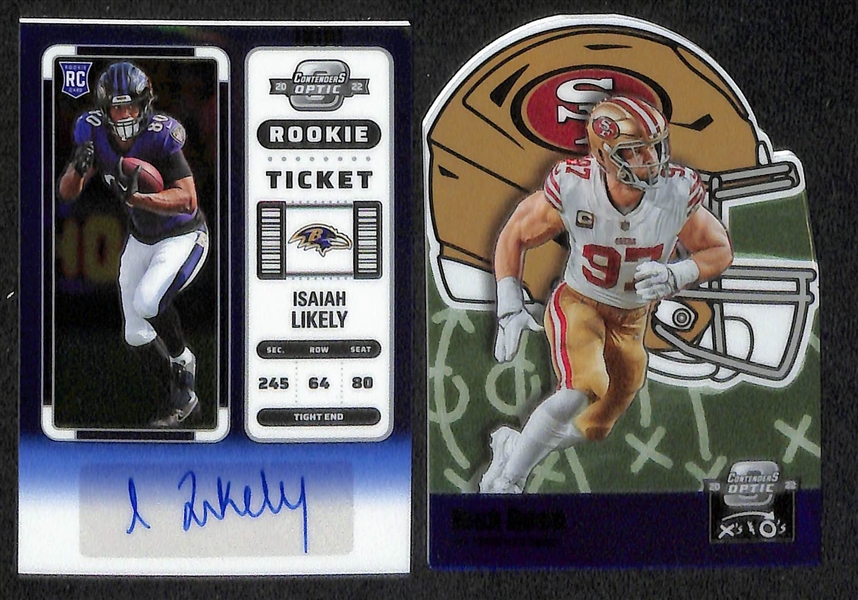 Lot of (15+) 2022 NFL Rookies, Autographs and Patch Inserts w. 2022 Playbook  Rookie Signature Locker Jahan Dotson #d /49, 2021 Mosaic Draft Picks Patrick Surtain II Autograph 1/1, and More