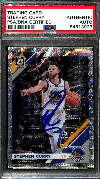 2019-20 Panini Donruss Optic Basketball Stephen Curry Autographed Silver Wave Card (PSA/DNA Authenticated/Slabbed) 