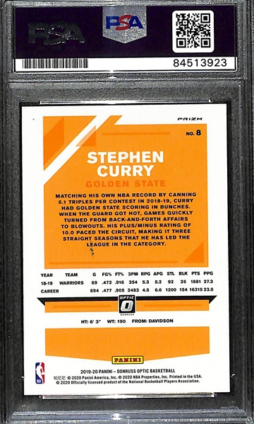 2019-20 Panini Donruss Optic Basketball Stephen Curry Autographed Silver Wave Card (PSA/DNA Authenticated/Slabbed) 