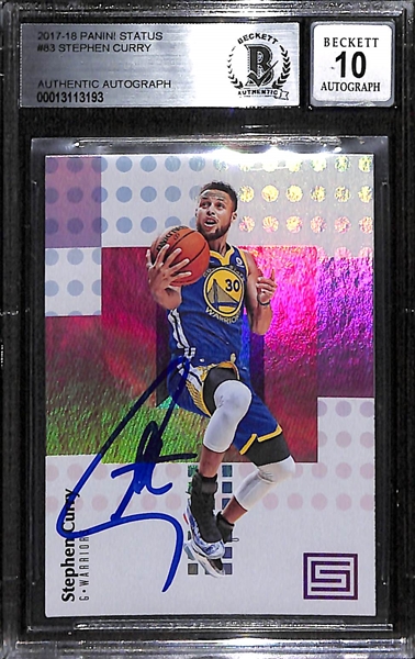 2017-18 Panini Status Basketball Stephen Curry Autographed Card (Beckett Authenticated with 10 Autograph Grade)