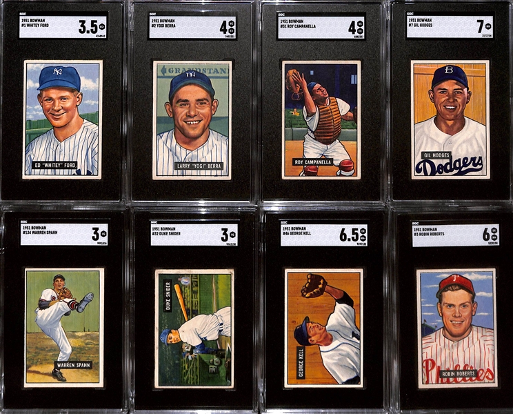 High-Quality 1951 Bowman Near Complete Set (Missing 5 Cards) w. 34 Graded Cards! (Includes 319 of 324 Cards!)