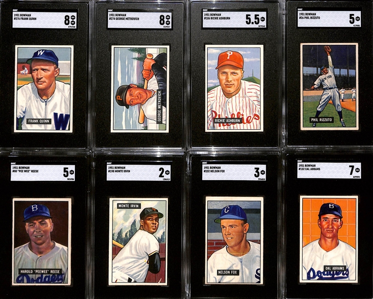 High-Quality 1951 Bowman Near Complete Set (Missing 5 Cards) w. 34 Graded Cards! (Includes 319 of 324 Cards!)