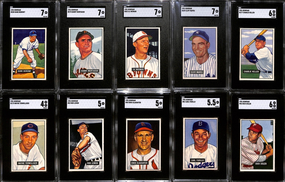 High-Quality 1951 Bowman Near Complete Set (Missing 5 Cards) w. 34 Graded Cards! (Includes 319 of 324 Cards!)