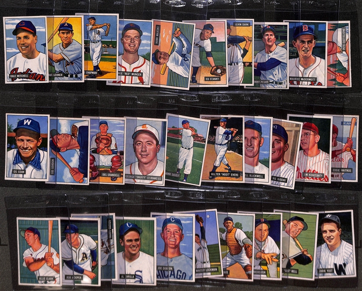 High-Quality 1951 Bowman Near Complete Set (Missing 5 Cards) w. 34 Graded Cards! (Includes 319 of 324 Cards!)