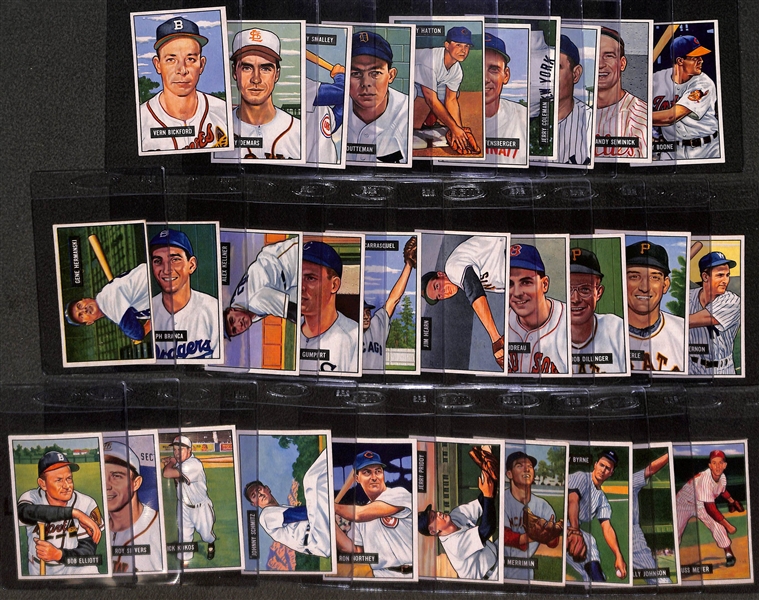 High-Quality 1951 Bowman Near Complete Set (Missing 5 Cards) w. 34 Graded Cards! (Includes 319 of 324 Cards!)